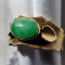 Vintage Jade 14K+ ladies ring Solid Gold Natural stone LOOK