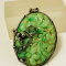 ANTIQUE CARVED GREEN JADE ASIAN PENDANT, FLOWERS