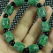 Dry Green Natural A Jade Jadeite Ancient pattern Bead Bracelet