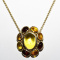 Silver 14.50CT Natural Citrine, Garnet & Quartz Halo Necklace