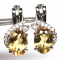 925 Sterling Silver 6 x 8 mm. Yellow Citrine & Zircon Earrings