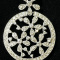 Sterling Silver 925 Pendant large Circle Flowers Diamonds