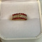 14K Ruby & Diamond Pyramid Style Ring Sz 6.25