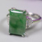 3.25g Cert'd 925S Green Natural A JADE jadeite Adjustable Ring