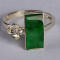925 Silver Cert'd Untreated Natural Green Grade A Jadeite Ring