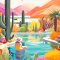 Blossoming Desert: Poolside Paradise (1000 PC jigsaw puzzle)
