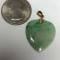 14k Yellow Gold Jade Heart Charm Pendant 22.5 x 25.5 Green