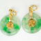 2 ESTATE 10K YELLOW GOLD TRANSLUCENT GREEN JADE CIRCLE PENDANTS