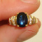 14k Yellow Gold 2.25 ctw Blue & Colorless Sapphire Ladies Ring