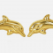 Estate 18K Yellow Gold Textured Dolphin Stud Earrings 0.7 Grams