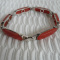 Red Jade Sterling Silver 925 GSJ Panel Link Stone Bracelet