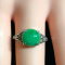 Natural Green Jadeite Cabochon Silver Ring Myanmar Jade (Type A)