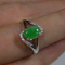 Natural Type A Emerald Jadeite Jade Oval Cabochon S925 Ring
