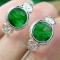 2 Pcs Certified Icy Green 100% Natural A jadeite jade Rings