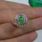Natural Type A Emerald Jadeite Jade Oval Cabochon S925 Ring