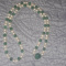 Vintage long jadeite and pearl necklace, silver clasp
