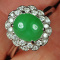 925 Sterling Silver 100% Natural Grade A Green Jadeite Ring