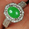 925 Sterling Silver 100% Natural Grade A Green Jadeite Ring