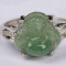 Silver Cert'd Natural Icy Green A Jadeite jade adjustable Ring