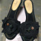 Gorgeous Auth Chanel Camellia Denim Heels Sandals Size 37 1/2