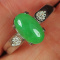 925 Sterling Silver 100% Natural Grade A Green Jadeite Ring