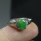 Silver Cert'd Green 100% Natural A Jade jadeite Adjustable Ring