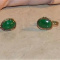 Vintage Green Jadite Oval Stone Silver Screw On Earrings Jewelry
