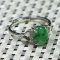 Silver Cert'd Green 100% Natural A Jade jadeite Adjustable Ring