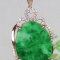 Green Natural A Jade Jadeite 925 Silver Inlaid Fashion Pendant