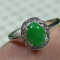 925 Silver Cert'd Green 100% Natural A Jade jadeite Adjustable R