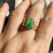 Jade Hand Carved Cicada in Gold over Sterling Silver Ring