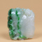 Green 100% Natural A Jade jadeite Lotus leaf & fish Pendant