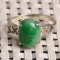 Cert'd Untreated Natural Green Grade A Jadeite jade inlay Ring