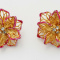 SCREW BACK EARRINGS, flowers with pink crystals