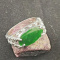 Green Type A jade jadeite Cabochon Oval 925 Sterling Silver Ring