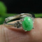 Silver Cert'd Green 100% Natural A Jade jadeite Adjustable Ring