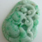 Green Natural A Jade Jadeite Carved Fish Ruyi Coin Pendant