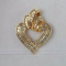 14K Gold Diamond Encrusted Heart Pendant Slide 14KT, Nice 2.9g