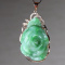 925 Silver inlay Green Natural A jade jadeite flower Pendant