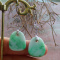 Sterling Silver 0.925 Natural A Jade jadeite Rectangle Earrings