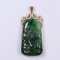 Green Natural A Jade Jadeite 925 Silver Inlaid landscape Pendant