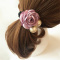 Rose Pearl Rhinestone Hair Bands Solid Flower Elastic Hair Rope