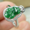 Certified Icy Green 100% Natural A jadeite jade Goldfish Ring