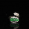 Silver Certified Grade "A" Natural Emerald Green Jadeite Ring
